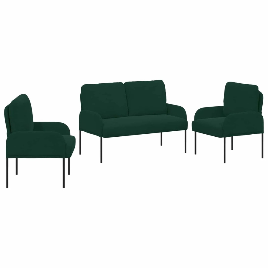 vidaXL Sofagarnitur 3er Set Dunkelgrün mit Polsterung und Armlehnen B/T/H: 115 x 56 x 80 cm - Bild 2