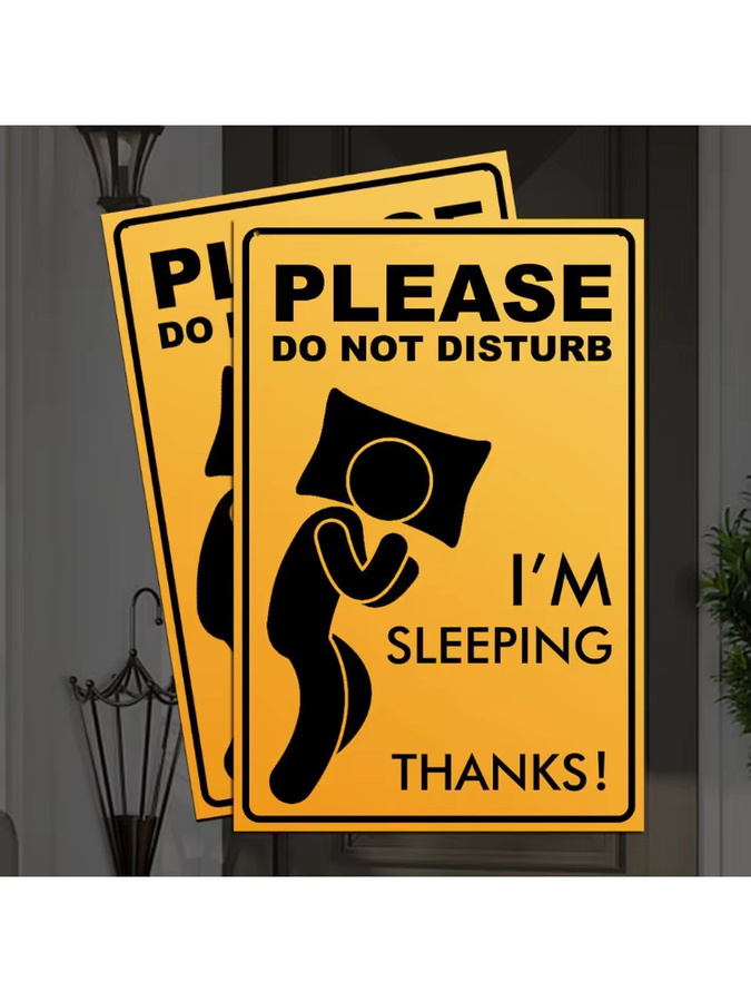 CIFBUY Wandkunst Do Not Disturb I Am Sleeping aus Metall in Gelb, B: 20,3 cm, H: 15,2 cm - Bild 5