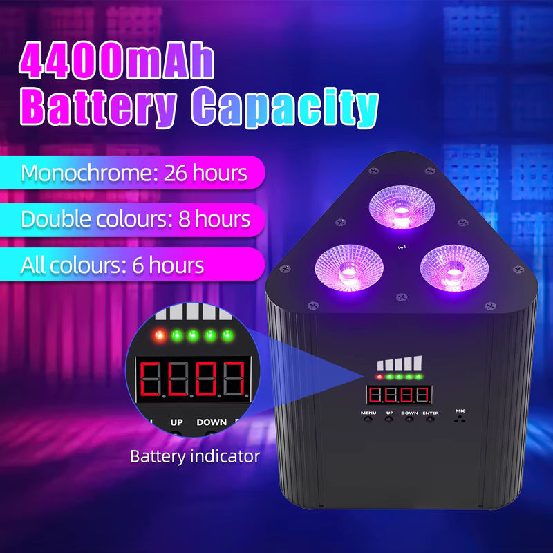 U'King 4er Set RGBW LED Batterie Par Licht, Dreieck Wand Effekt Licht mit DMX512, Schwarz - Bild 3