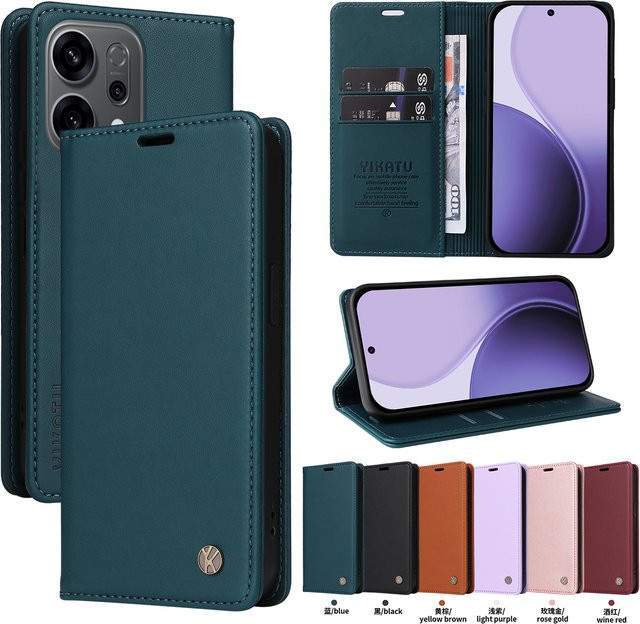 Magnetische Leder-Brieftaschen-Klapphülle für OPPO Reno Serie in Petrol - Bild 1