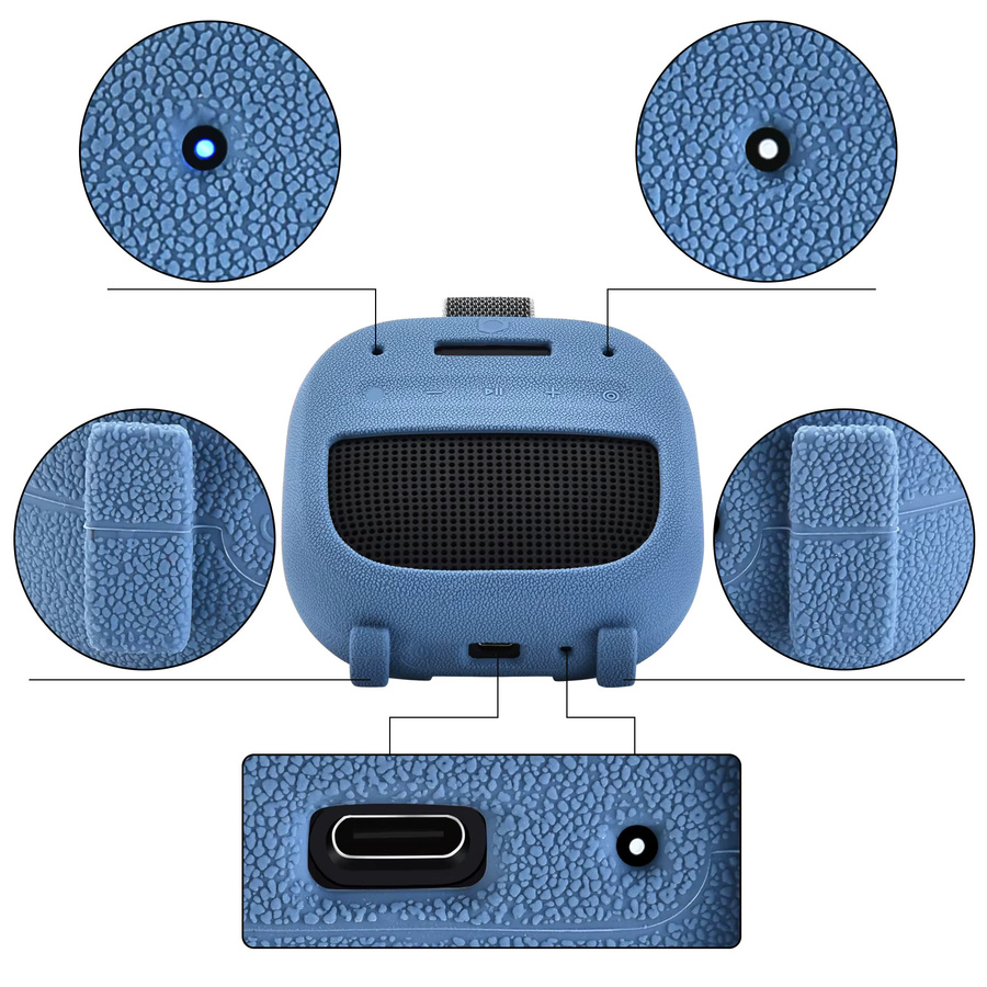 Silikon Lautsprecherhülle mit Karabiner für Bose SoundLink Micro 2 Bluetooth in Black und Blue - Bild 4