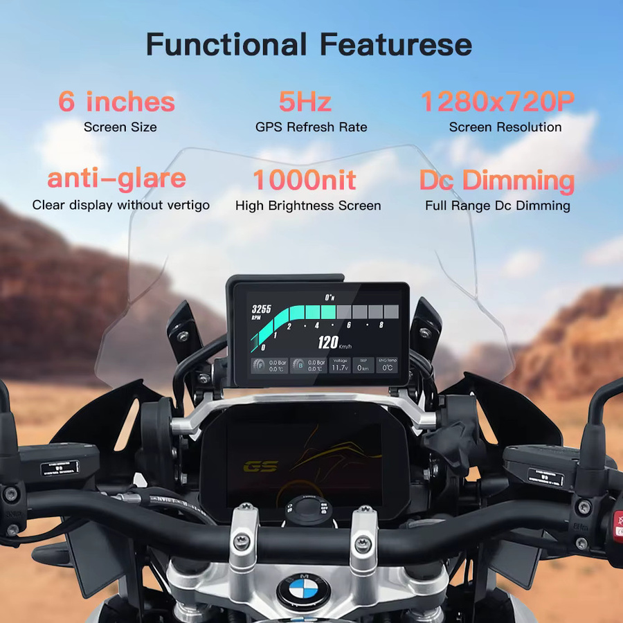CARABC Motorrad-Navigationssystem mit 6 Zoll Display, kabelloses CarPlay und Android Auto, Schwarz, Bluetooth, passend für BMW F750GS XR M1000 R1200GS R1250GS R1300GS S1000XR - Bild 3