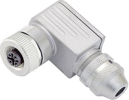 Binder 99-1430-824-04 Sensor-Aktor-Steckverbinder M12 Buchse gewinkelt unkonfektioniert Polzahl 4 Silber - Bild 1
