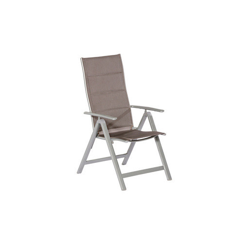 Merxx Gartenmöbelset Taviano 5-teilig aus Aluminium und Textil mit Sicherheitsglas in Silber und Braun, Tisch Breite: 150 cm, Tiefe: 90 cm, Höhe: 76 cm und 4 Klappsesseln - Bild 3