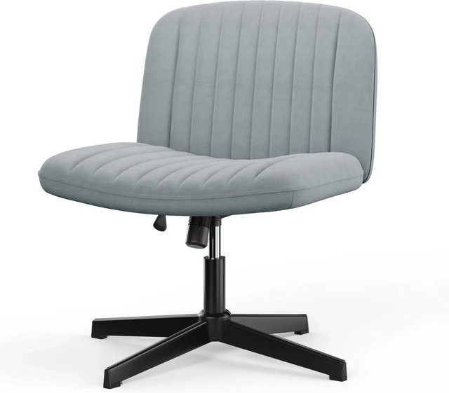 Rattantree Bürostuhl in Grau mit Criss Cross Design, armlos und höhenverstellbar, bezogen mit Flanell-Stoff - Bild 1