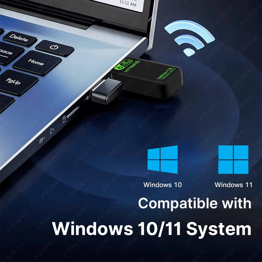 Fenvi 2-in-1 WiFi 6 AX900 USB-Adapter mit Bluetooth 5.4, Dual-Band 2,4 GHz & 5 GHz Netzwerk-Empfänger für PC und Laptop, Schwarz - Bild 3