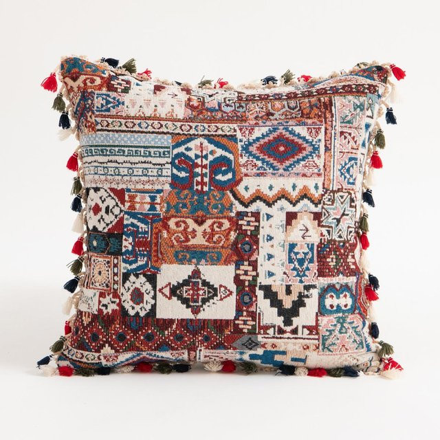 JMG Clothing Boho Gehäkelter Kissenbezug mit Quasten, gestreift, Multicolour, B/H: 45 x 45 cm - Bild 1