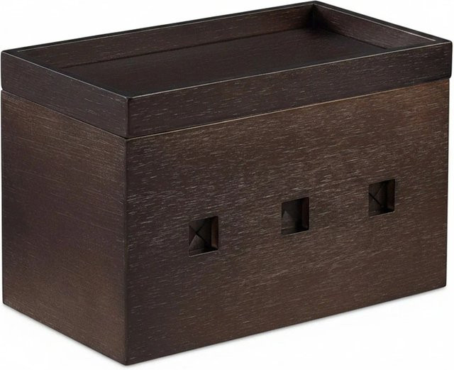 Relaxdays Kabelbox aus Bambus in Dunkelbraun mit Deckel, B/T/H: 25,5 x 16,5 x 14 cm - Bild 1