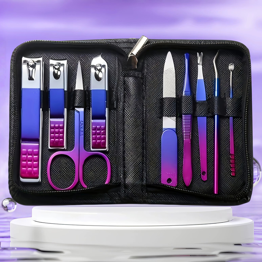 Ouriner Maniküre und Pediküre Set, 9-teilig, Edelstahl, Schwarz, Unisex - Bild 4