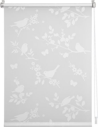 Lichtblick Rollo Klemmfix mit Vogel-Motiv in Weiß, B: 70 cm, H: 150 cm - Bild 1