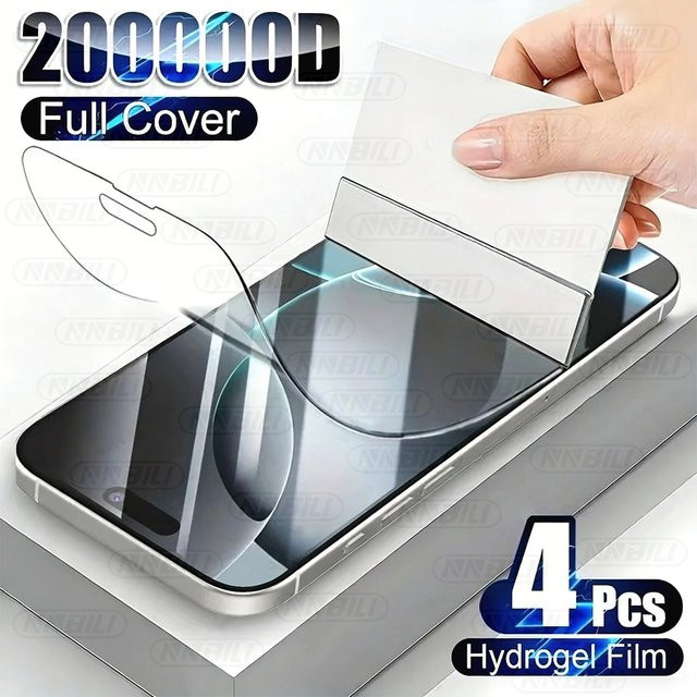 NNBILI 4er-Set Hydrogel-Displayschutzfolie für iPhone 17 16 15 14 13 12 11 Pro Max 17e 17Air, transparent und glänzend - Bild 1