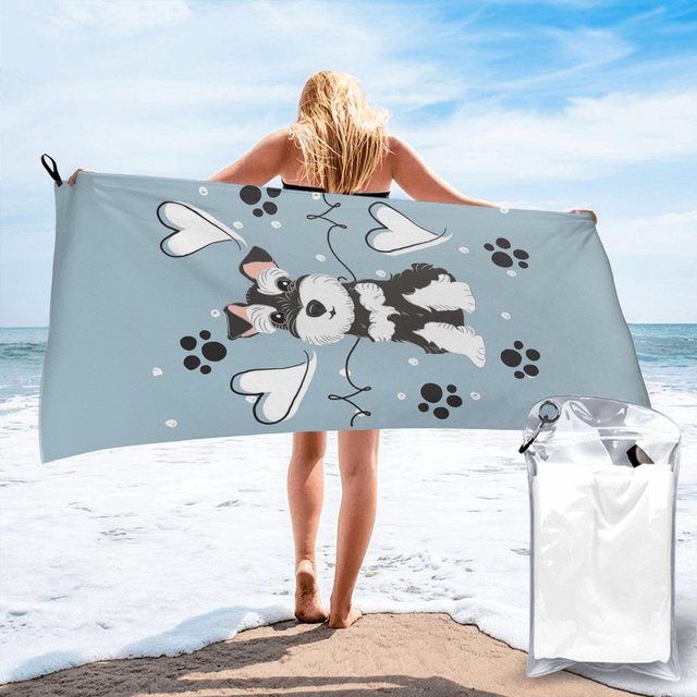 Creative Man Strandtuch Zwergschnauzer Schwarz-Weiß aus Mikrofaser, Breite: 30 cm, Höhe: 60 cm - Bild 1