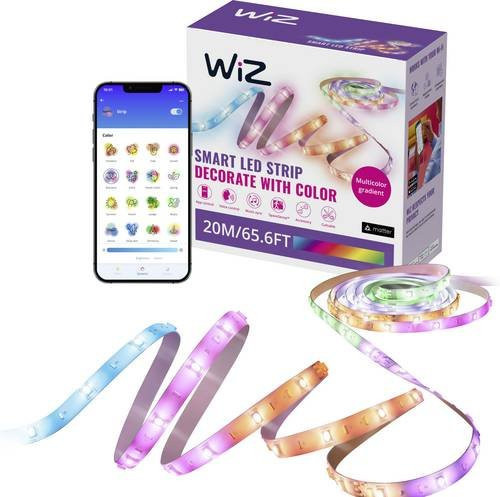 WiZ RGBIC LED-Streifen mit Stecker, Multicolor, 20m, dimmbar und selbstklebend - Bild 1