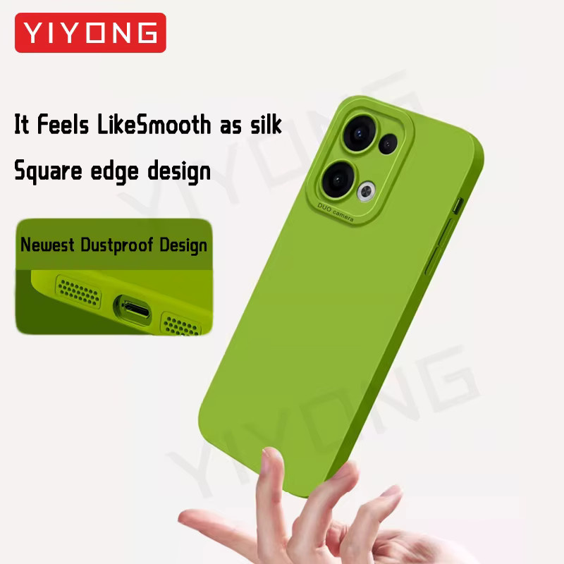 YIYONG Silikon Softcover für Oppo Reno 13 Pro, Reno 14 5G und 14 Pro, Stoßfestes Flüssigsilikon-Telefoncase in Grau und Grün - Bild 2