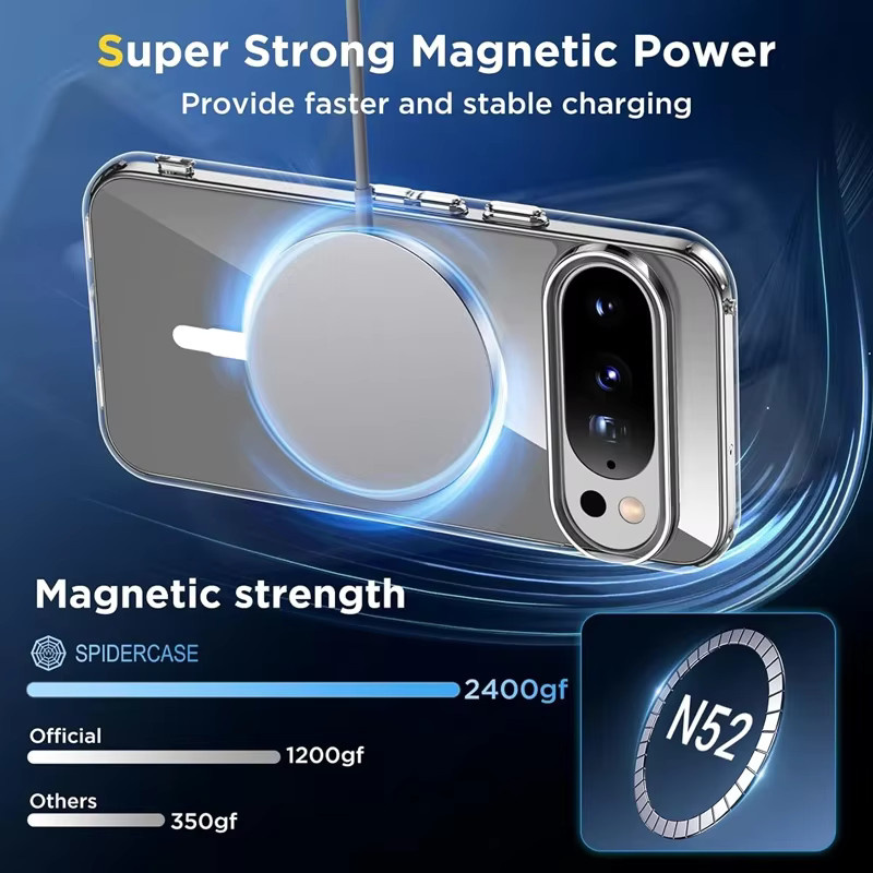 Transparente MagSafe Hülle für Google Pixel 10 Pro XL mit magnetischer kabelloser Ladefunktion und Kameraobjektivschutz, stoßfest - Bild 3