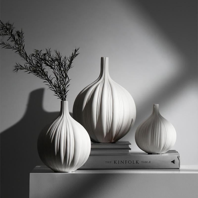 Yiran Furniture Keramikvase in Weiß für Trockenblumenarrangements im modernen chinesischen Stil, Höhe: 50 cm - Bild 2