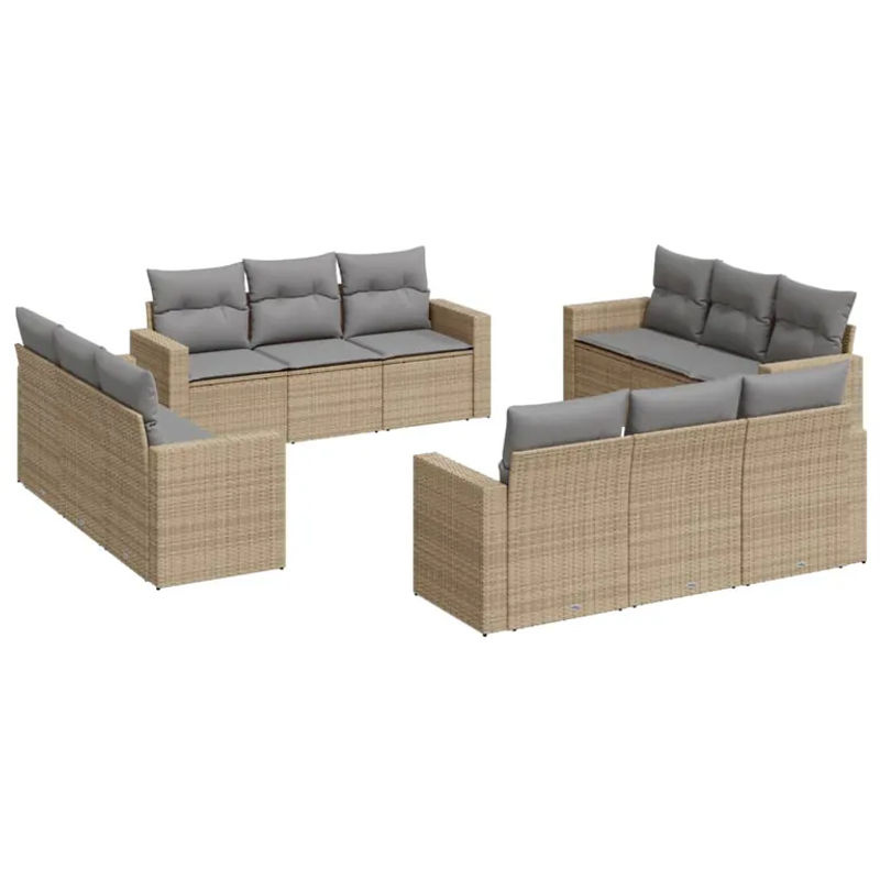 Vidaxl Gartenmöbel-Set aus Polyrattan mit 12 Teilen in Beige - Bild 2