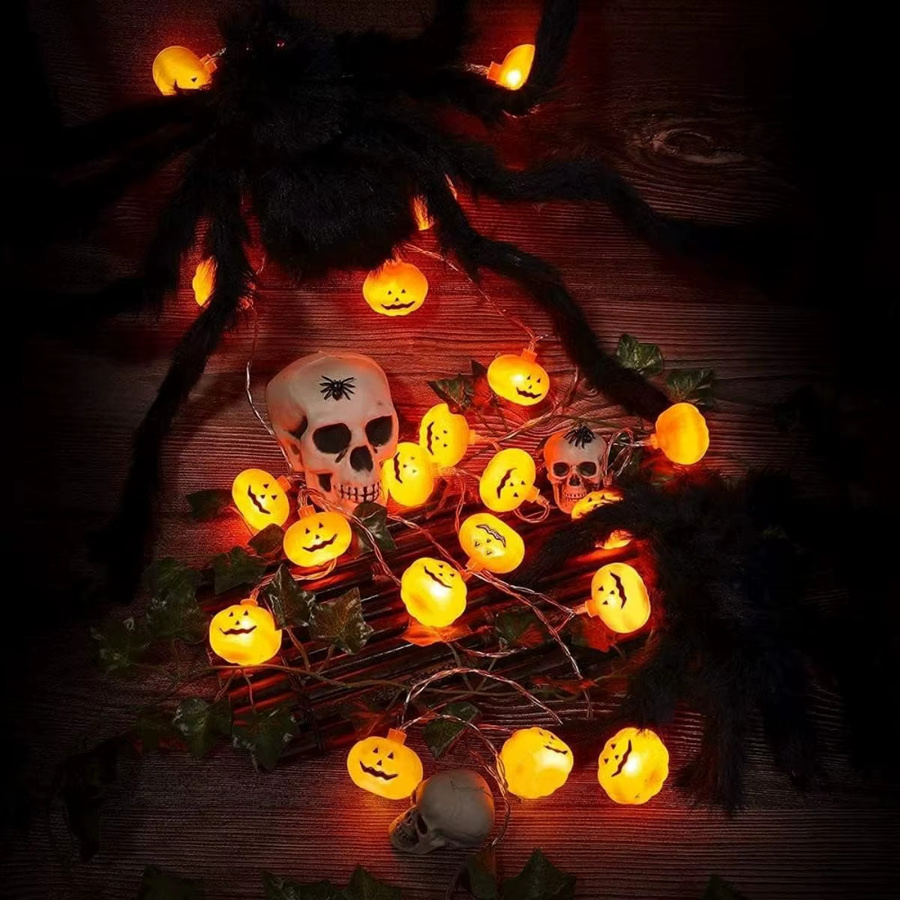 Peach Forest LED 3D Kürbis Lichterkette für Halloween Dekoration Batteriebetrieben - Bild 3