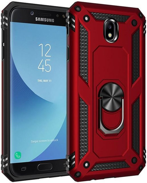 Stoßfeste Schutzhülle mit Magnetabdeckung und Ring für Samsung Galaxy J5 J7 Pro J530F/DS J730F/DS J530FM J730FM in Grau - Bild 1