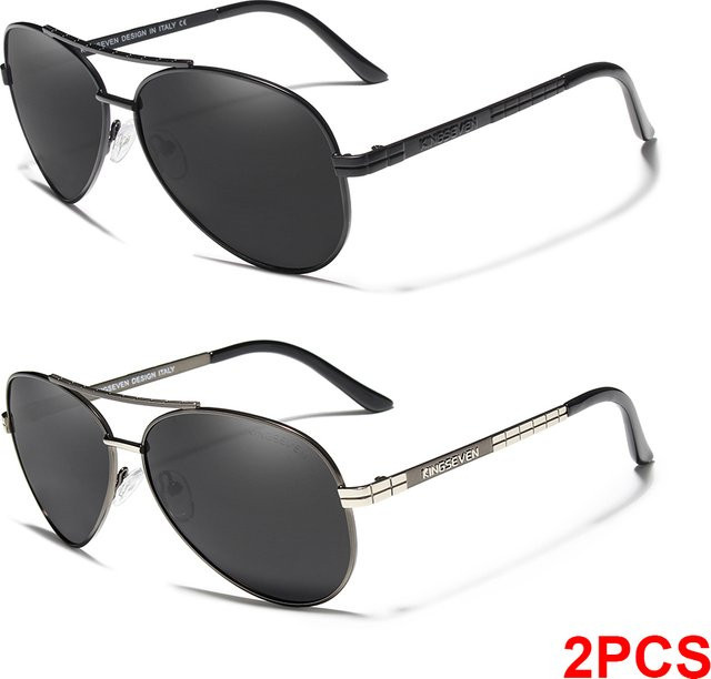 KINGSEVEN Aviator Sonnenbrille, Vollrand, Metall, schwarz, Unisex, polarisiert - Bild 1