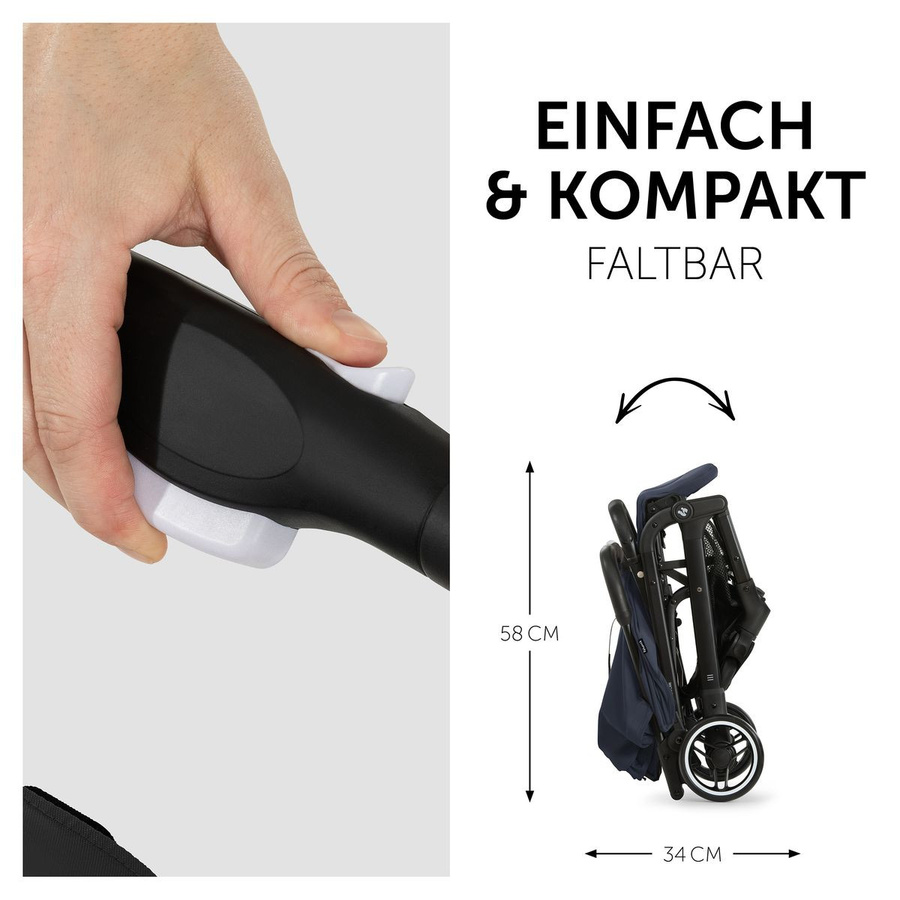 Hauck Reisebuggy und Sportwagen Travel N Care mit Buggy-Lenkrad in Navy Blue, faltbar mit Schwenkrädern und Federung - Bild 3