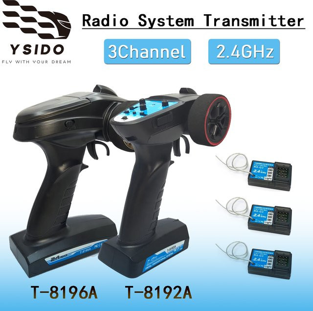 YSIDO RC-Funksystem-Sender, 2,4 GHz, 3-Kanal-Funksender mit Empfänger - Bild 1