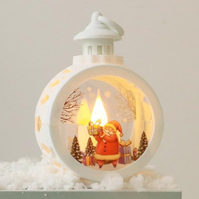 Retro LED-Nachtlicht mit Weihnachtsmann und Schneemann als hängende Fensterdekoration in Beige von Household supplies MH - Bild 1