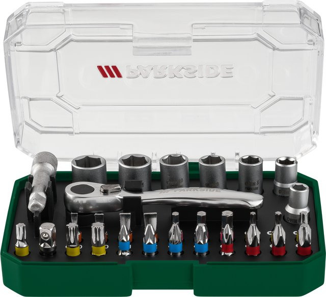 Parkside Ratschen-Bit- und Steckschlüssel-Set, 31-teilig, 1/4 Zoll, aus Stahl - Bild 1