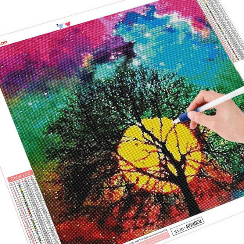 FIYO Diamond Painting Set Landschaft Baum Motiv Rund Mehrfarbig B/B/H: 30 x 30 x 30 cm - Bild 1