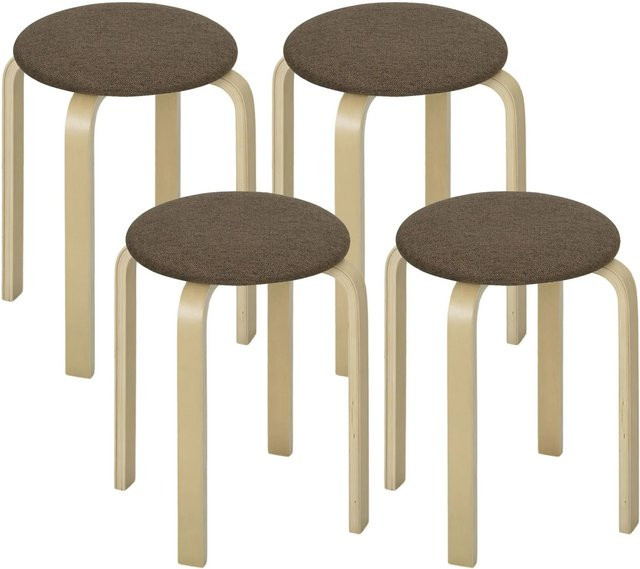 HOMCOM Hocker aus Birkensperrholz und Leinenimitat in Braun, B/T/H: 40 x 40 x 45 cm - Bild 1