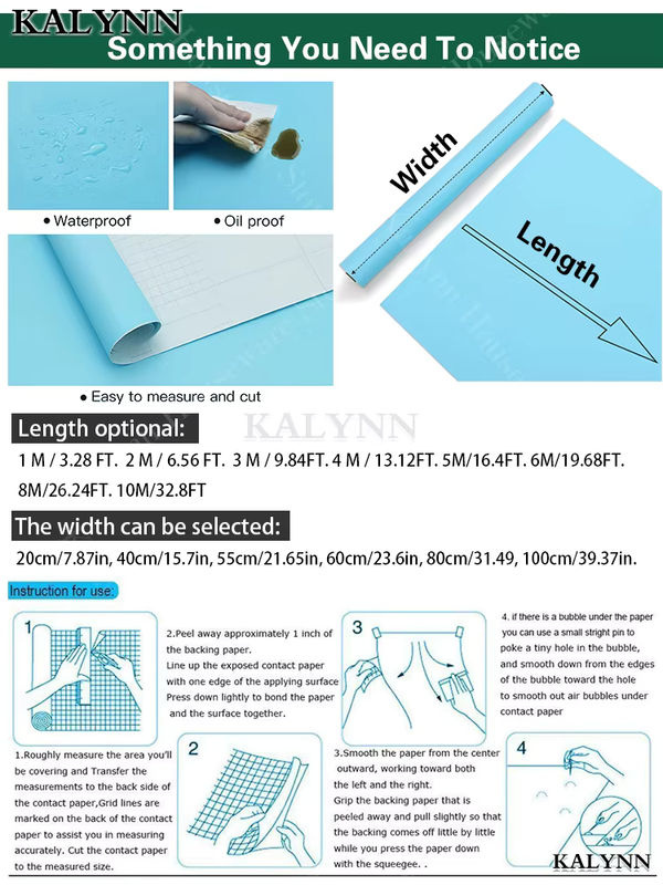 KALYNN Selbstklebende Vinyl Tapete Himmelblau als Kontaktpapier für Schränke und Arbeitsplatten - Bild 2