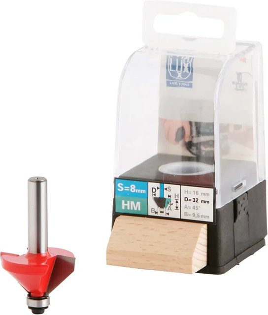 LUX-TOOLS HM-Fasefräser mit Carbide-Spitze in Rot, Durchmesser: 32 mm - Bild 1