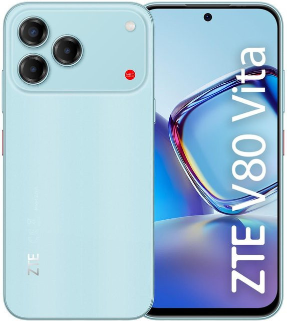 ZTE V80 Vita Smartphone Cyan mit 4GB RAM und 256GB Speicher, 6,75 Zoll Display, Android, NFC, Bluetooth und USB-C - Bild 1