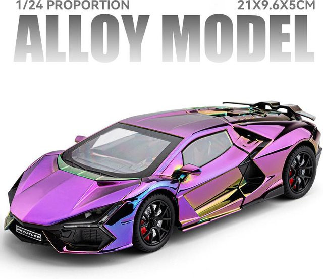 Linyi toy car Revuelto Sportwagen Modell, 1:24, Metall, mit Sound und Licht, Grau - Bild 1