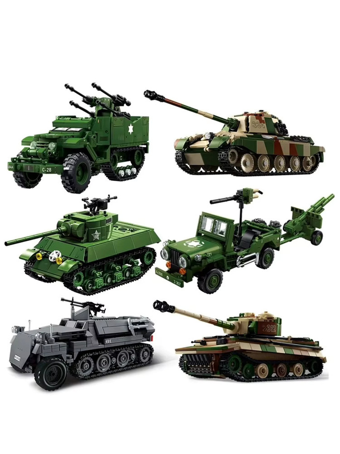 DBPALY MOC Modellbausteine Weltkrieg Gepanzertes Halbkettenfahrzeug in Grün - Bild 3