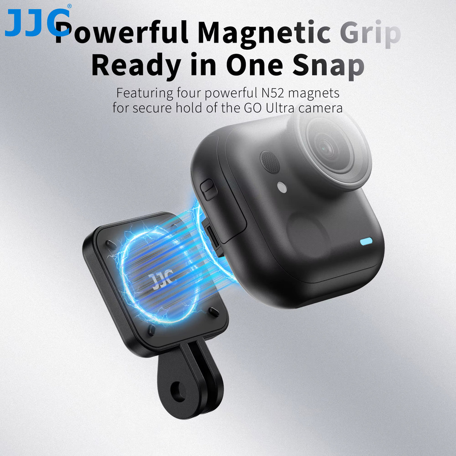 JJC Schnellmontage-Magnetfuß für Insta360 Go Ultra, Magnetischer Montageadapter und faltbare Lenkhalterung, Schwarz - Bild 3