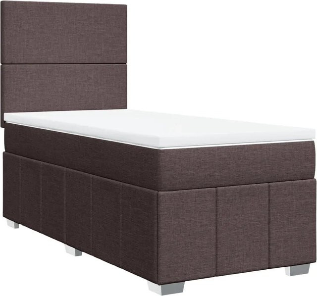 vidaXL Boxspringbett Dunkelbraun mit Matratze und USB-Ladeport, Hybrid-Bett mit Taschenfederkern und Unterbettbeleuchtung, B/T: 100 x 200 cm - Bild 1