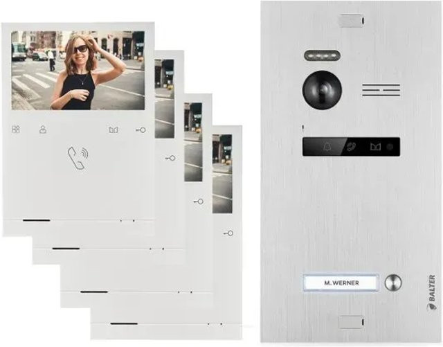 Balter Evo Quick Video Türsprechanlage für 1 Familienhaus mit 4x 4,3 Zoll Monitoren in Silber - Bild 1