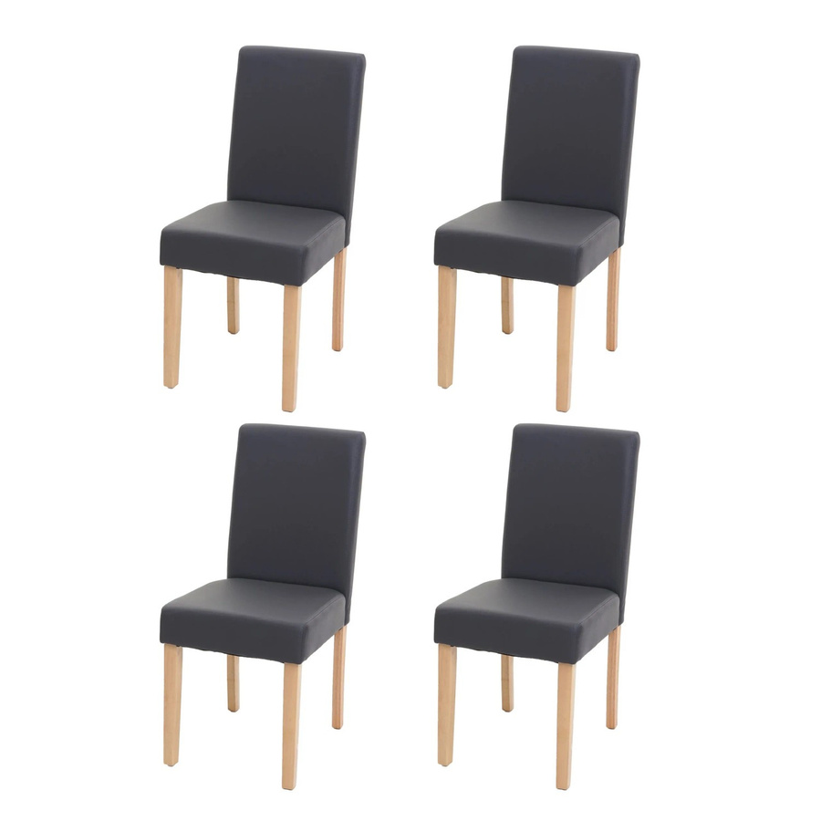 4er-Set MCW Esszimmerstühle Littau aus Kunstleder in Grau Matt mit Holzbeinen - Bild 2