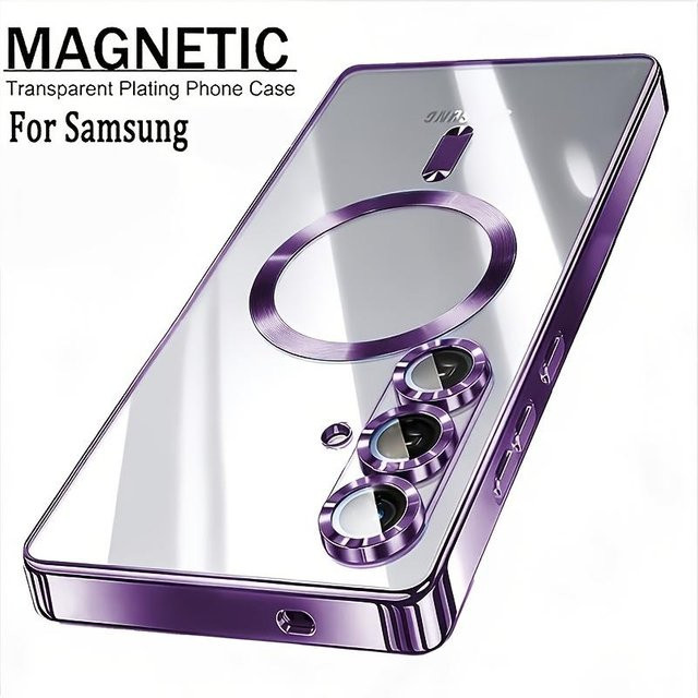 Magnetische transparente galvanisierte Handyhülle für Samsung Galaxy A56 A55 A54 A36 A35 A34 A26 A25 A24 A17 A16 A15 A14 A07 A06 A05 A05s in Violett - Bild 1