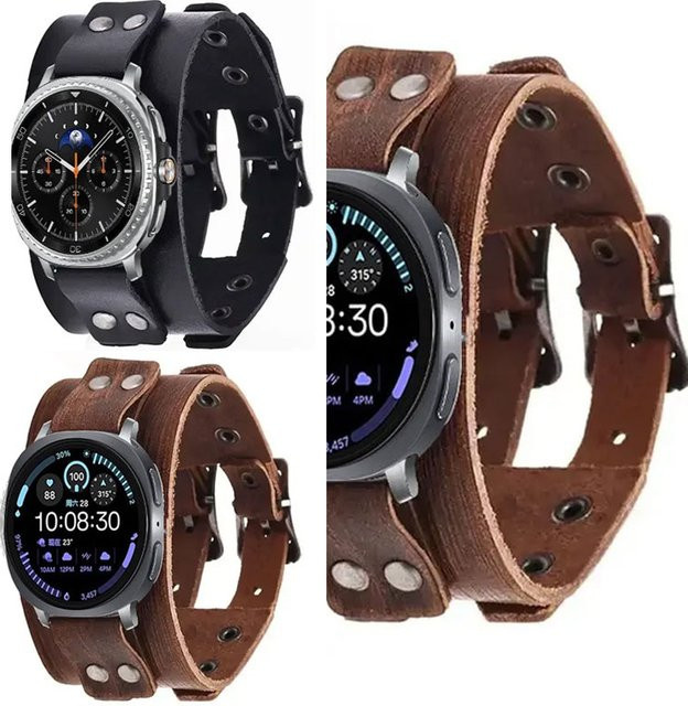 Hiyii Uhrenarmband Leder, zweireihig, Schwarz, Unisex - Bild 1