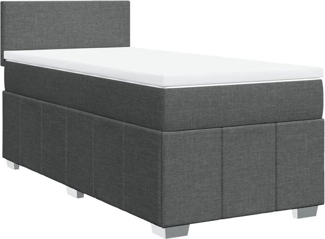vidaXL Boxspringbett Hybrid mit Matratze und USB-Ladeport, Dunkelgrau, B: 80 cm, L: 200 cm - Bild 1
