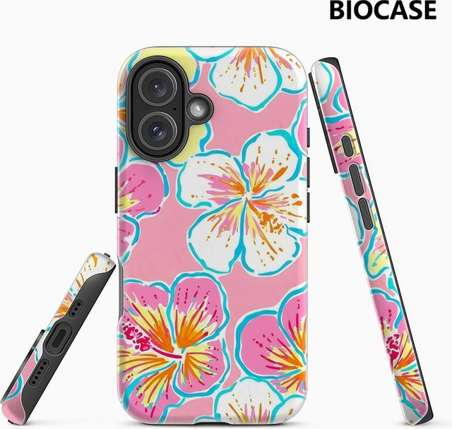 Potdemiel Handyhülle mit tropischem Hibiskus-Design für iPhone 17 16 15 14 13 Pro Max Plus, magnetisch und robust, Multicolor - Bild 1