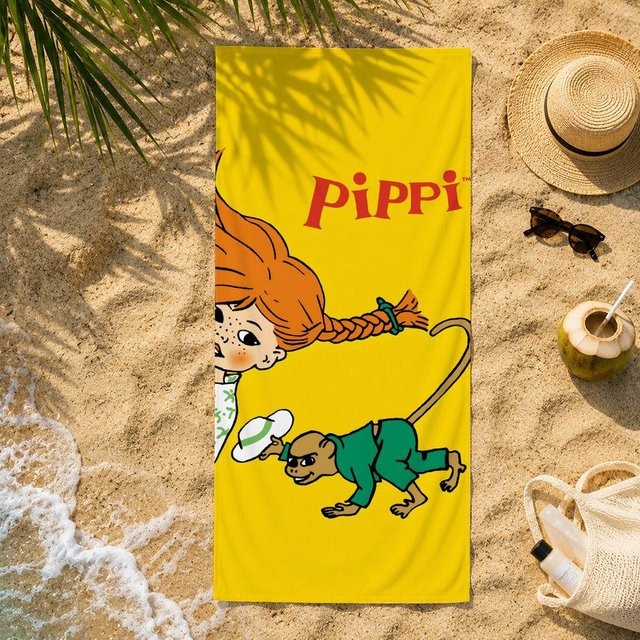 Pippi Langstrumpf Handtuch von Cool Studio, gelb, aus Mikrofaser, schnelltrocknend und saugfähig, B/H: 35 x 60 cm - Bild 1