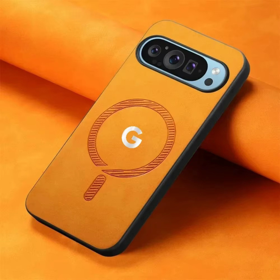 Premium Wildleder Magnetische Handyhülle für Google Pixel 11 10 9 Pro XL mit MagSafe Kompatibilität in Gelb und Orange - Bild 2