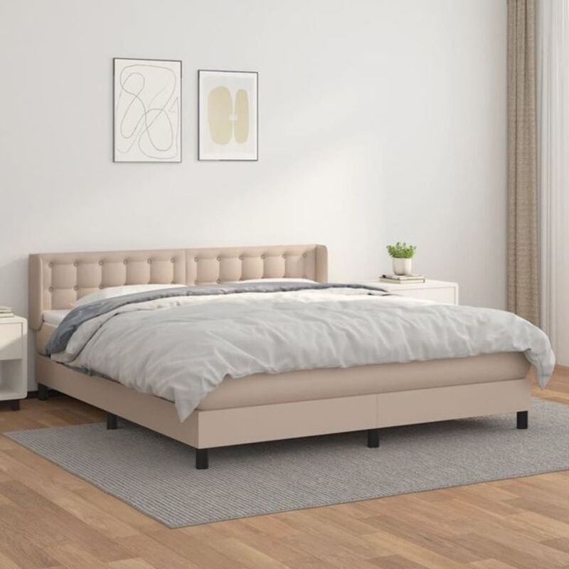 vidaxl Boxspringbett mit Taschenfederkern in Braun und Weiß, Modernes Design, B/T/H: 180 x 200 cm - Bild 1