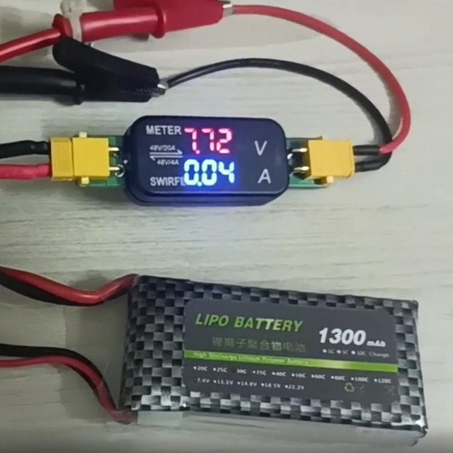 Dykbcells XT30 DC bidirektionales Voltmeter und Amperemeter mit LED-Digitaldisplay für Lithiumbatterien, 20A/4A, 5V bis 48V - Bild 1