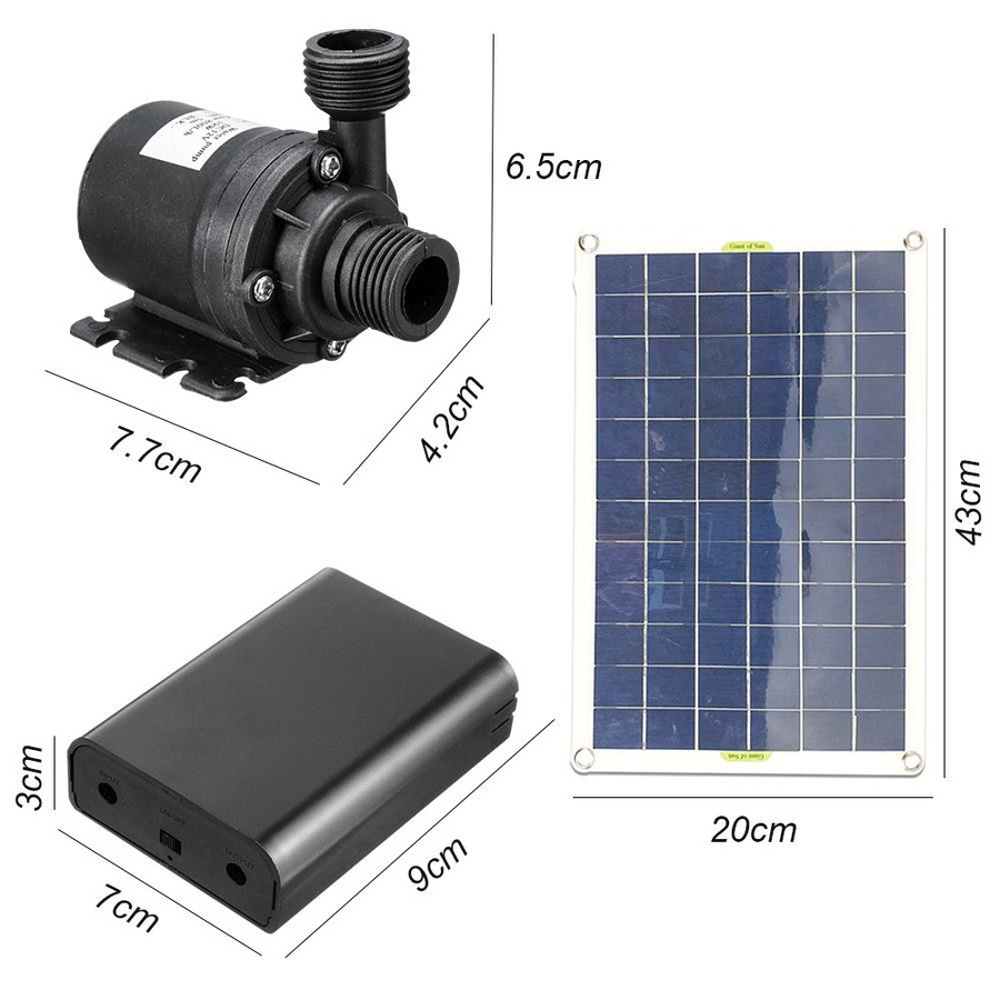 Timeless Home Solar-Wasserpumpen-Set 50W in Schwarz mit 800 l/h Fördermenge und bürstenlosem Tauchmotor für Fischteich und Gartenbrunnen - Bild 2