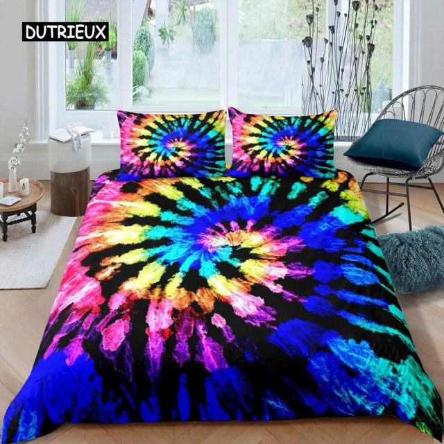 Binchi Outdoor Product Tie Dye Bettwäsche-Set mit psychedelischem Boho-Design, bunt, Mikrofaser, B/H: 150 x 200 cm - Bild 1