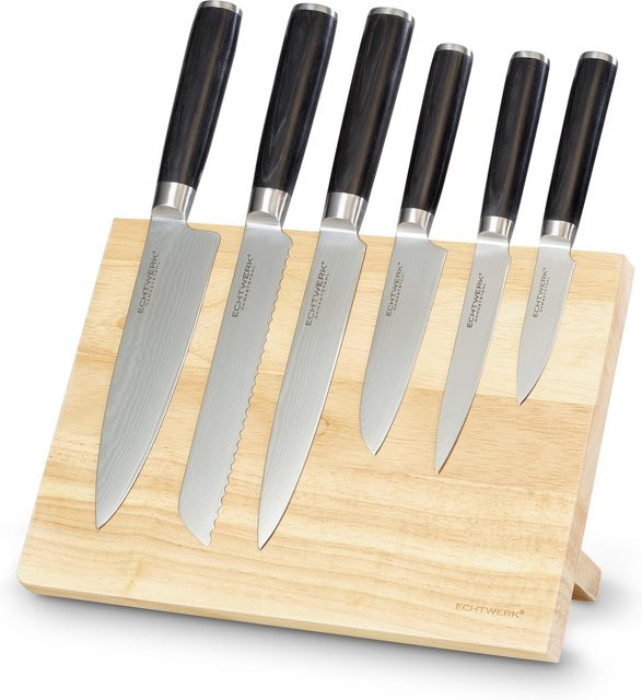 ECHTWERK Damastmesser Set 7-tlg. inklusive Messerblock in Silber - Bild 1